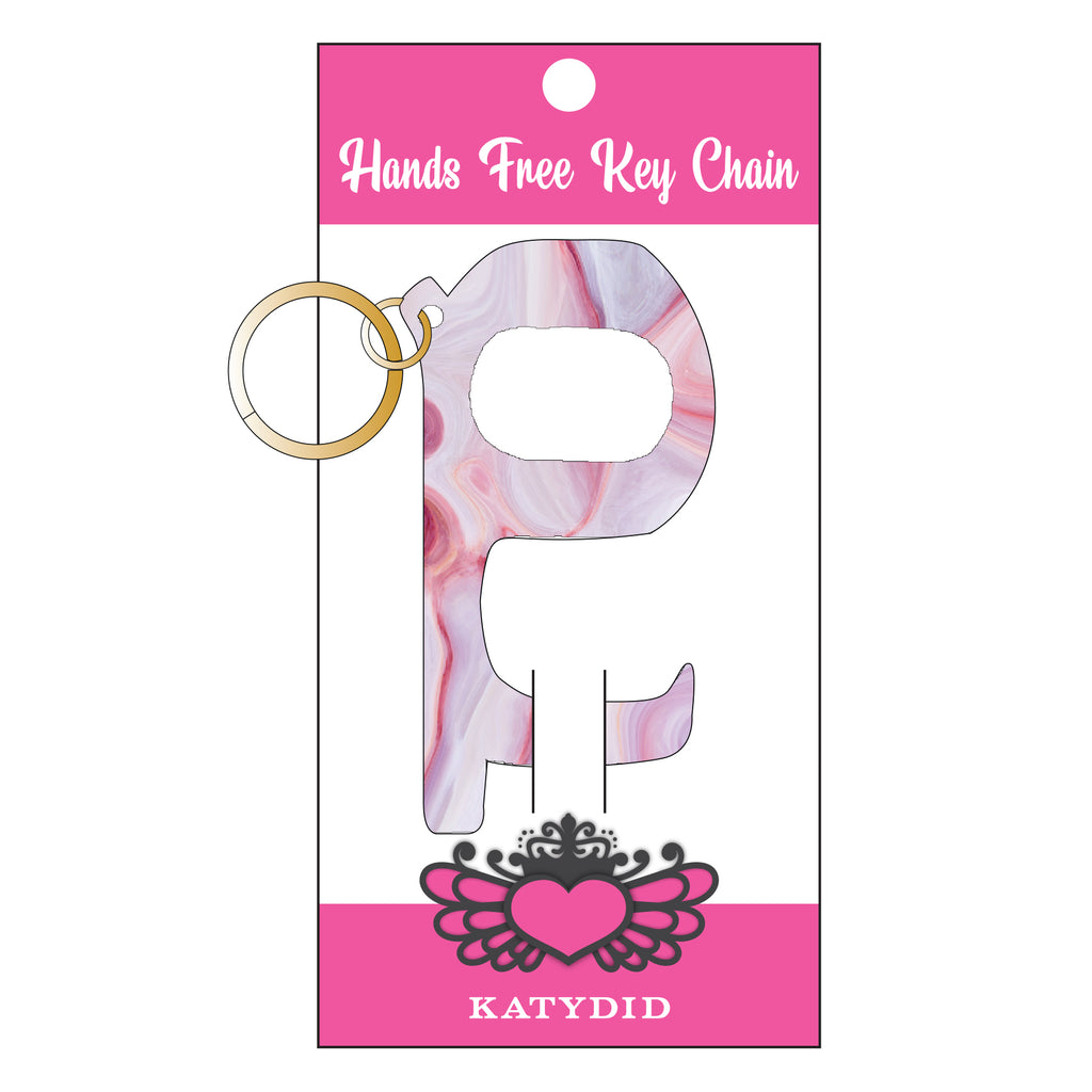 Pink Marble Hands Free Key Chain
