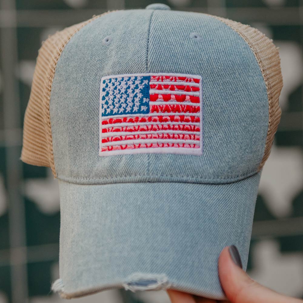 American Flag Trucker Denim Hat