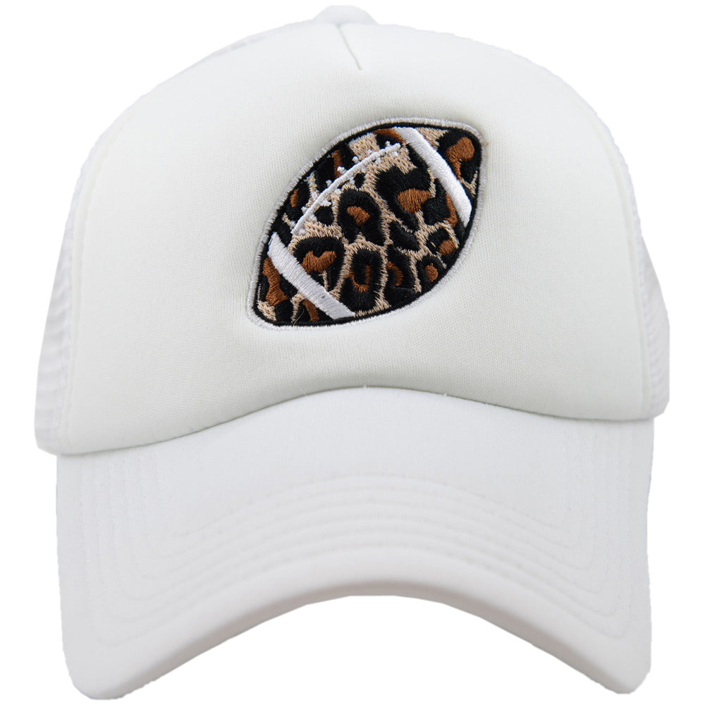 Leopard Print Football Women's Foam Trucker Hat
