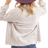 Beige Corduroy Distressed Shacket for Women