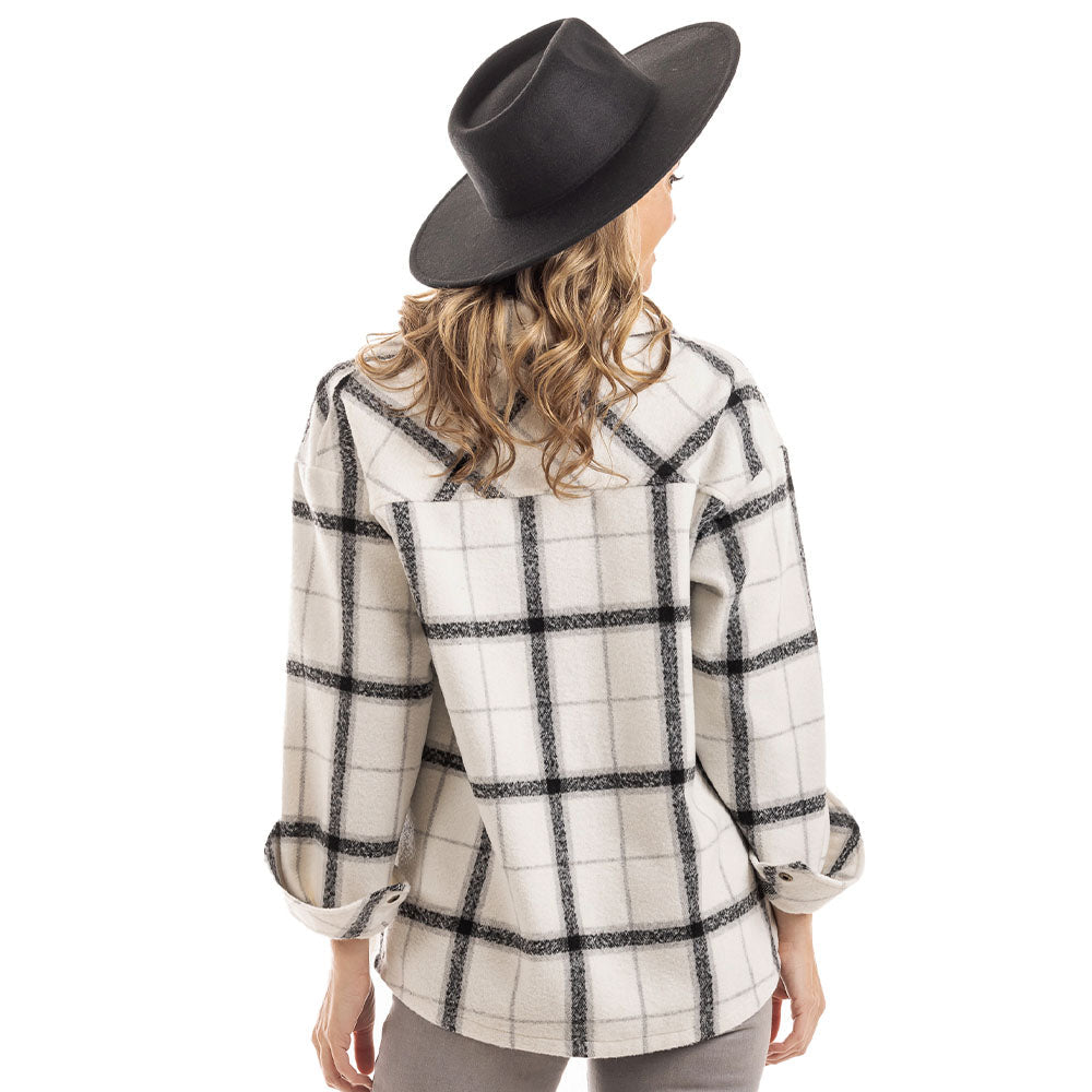 White and Black Plaid Shacket for Women