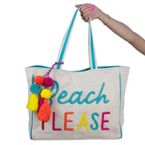 Beach PLEASE Canvas Tote Bag Purse