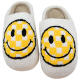Yellow Checkered Happy Face Slippers