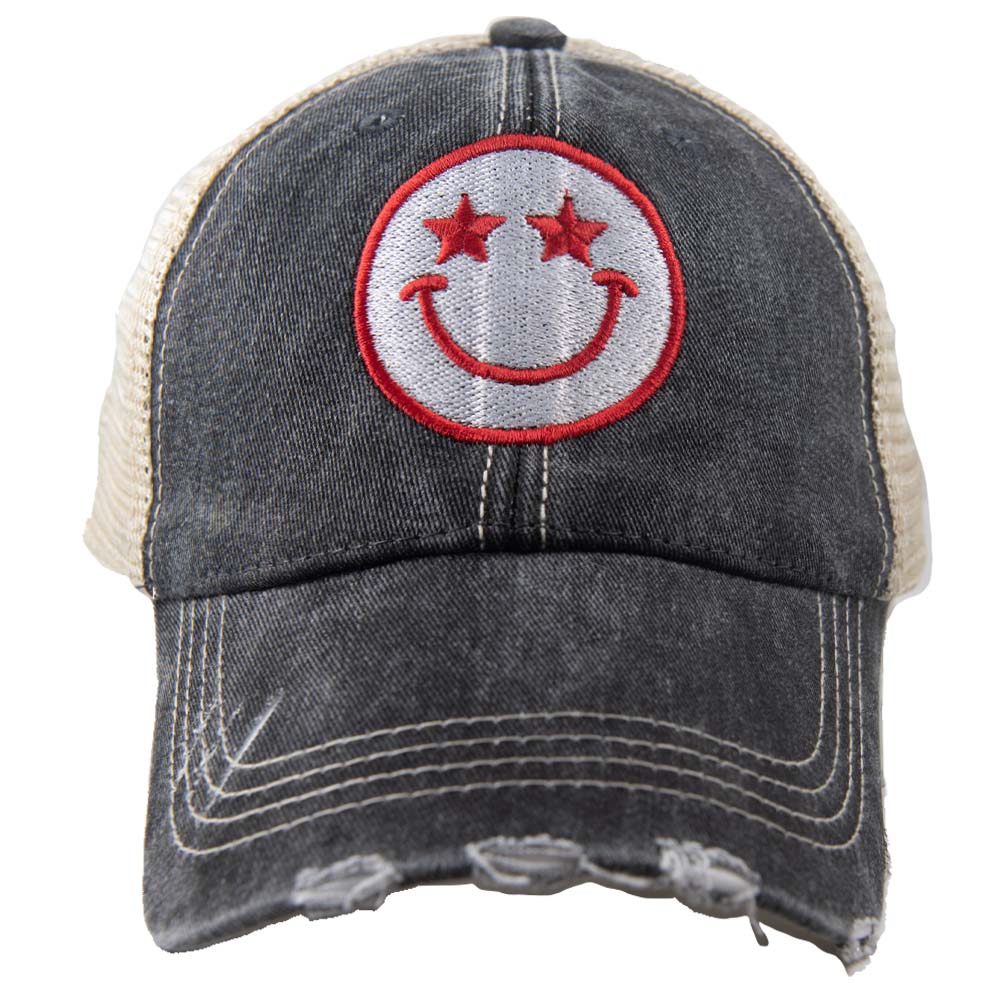 Star Eyed Happy Face Summer Trucker Hat