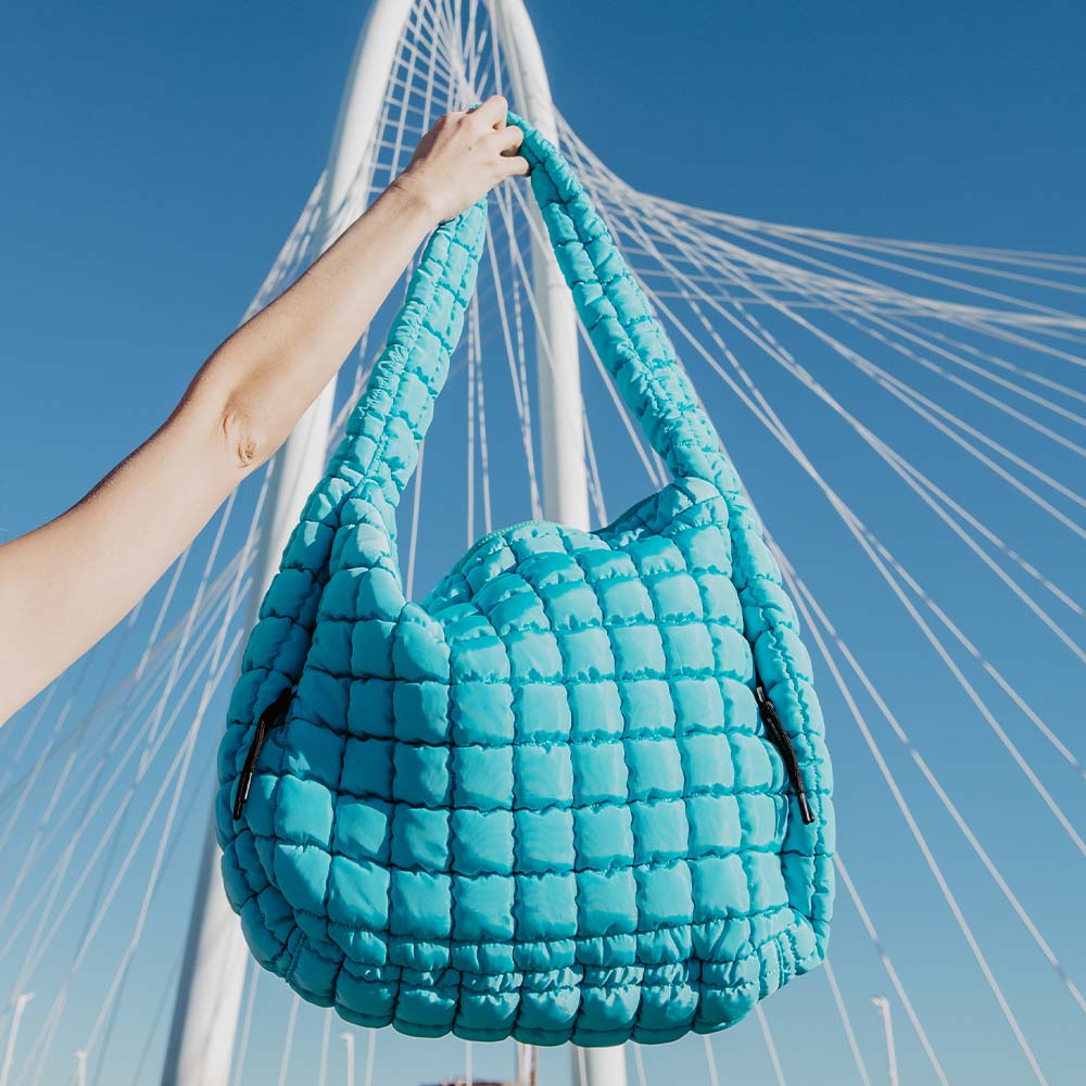 Blue Quilted Women's Tote Bag