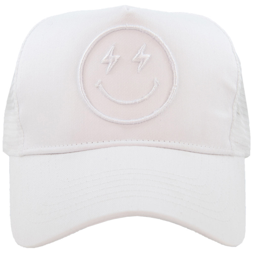 Lightning Happy Face 3-D Embroidered Trucker Hat