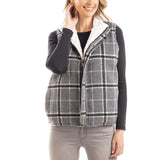 Charcoal and Gray Plaid Fleece Lined Vest for Women