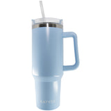 Light Blue Travel Tumbler with Drinking Straw