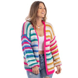 Rainbow Stripes Handmade Knitted Crochet Cardigan