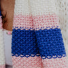 Pink Blue Stripes Crochet Scarf for Women