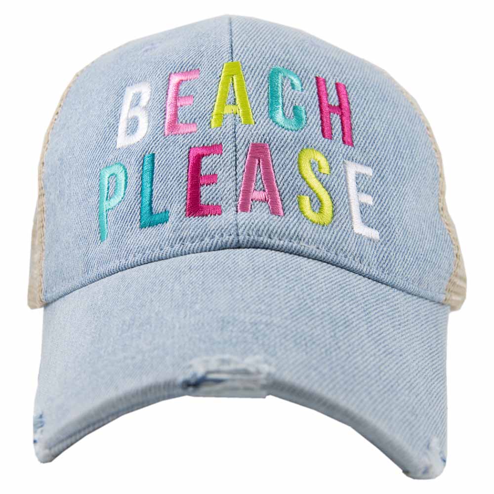 Beach Please (MULTICOLORED) Denim Trucker Hat