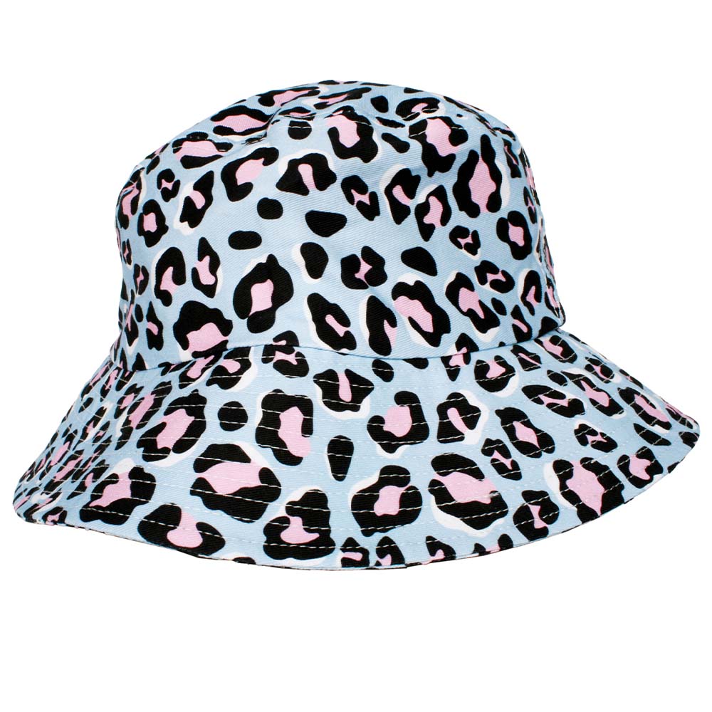 Blue Leopard Print Bucket Hats