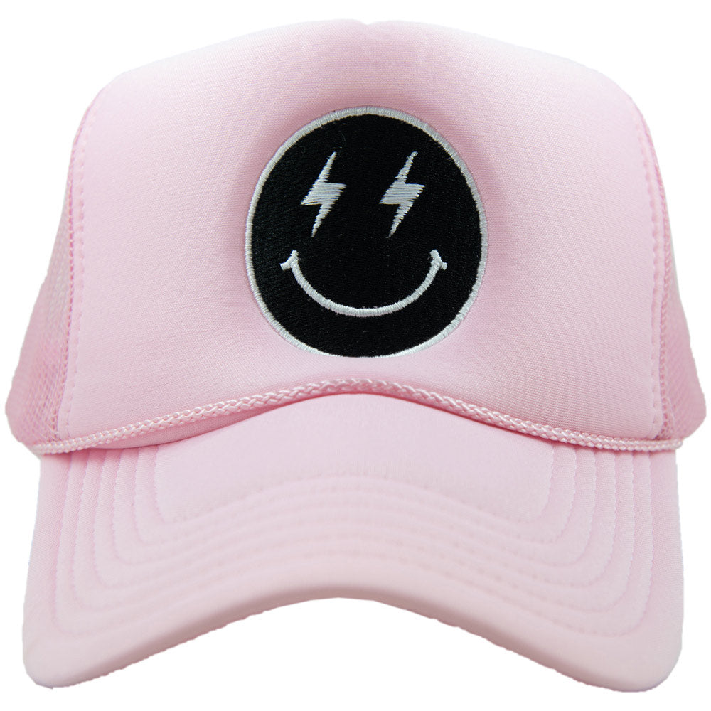 Black Lightning Happy Face Foam Trucker Hat