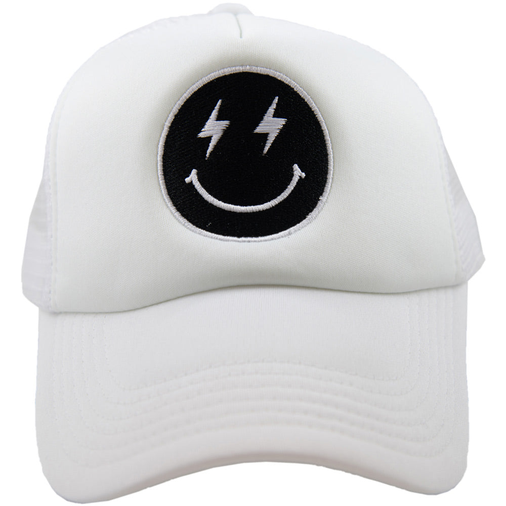 Black Lightning Happy Face Foam Trucker Hat