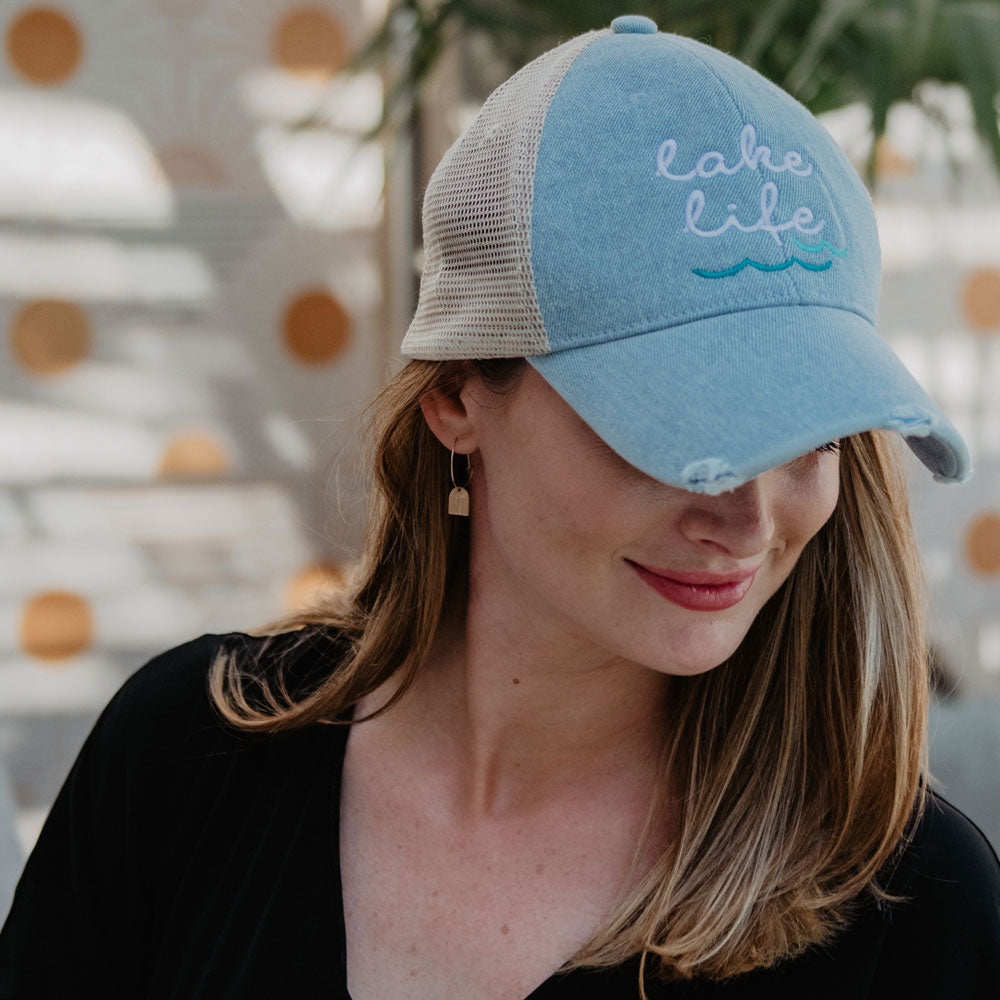 Lake Life (WAVES) Women's Denim Trucker Hat