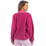 Hot Pink Buttoned Fleece Jacket Women's
