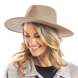 Tan Wide Brim Felt Hat for Women