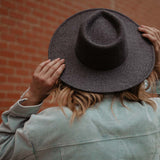 Dark Gray Wide Brim Felt Hat for Women