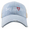Boy Mom (Red Heart) Denim Trucker Hat