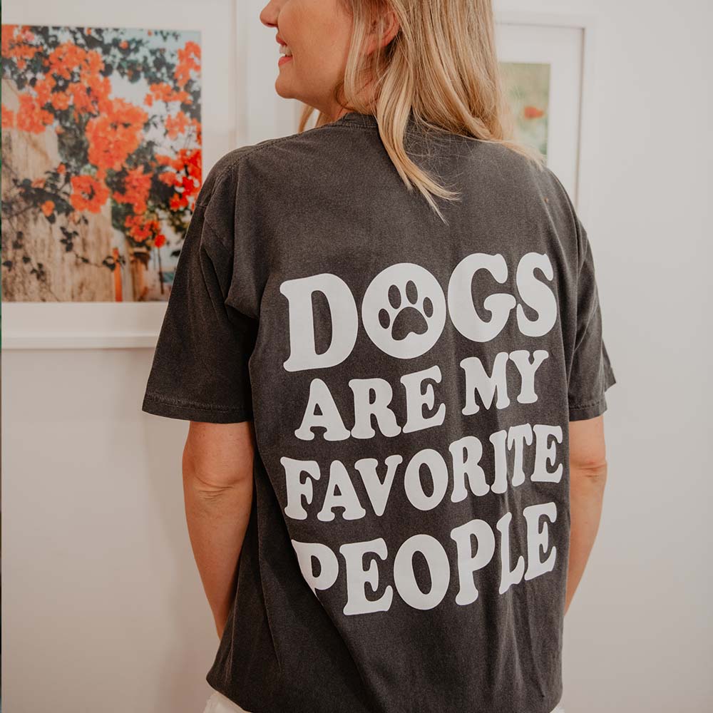 Dogs Are My Favorite People Oversized Print Graphic Tee