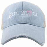 Girl Mom (Pink Heart) Denim Trucker Hat