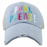 Pool Please Women's Denim Trucker Hats