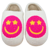 Hot Pink Star Eyed Happy Face Women Slippers