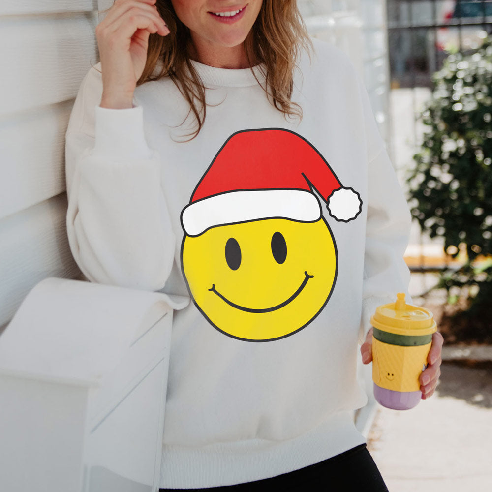 Santa Happy Face Women's Graphic Sweatshirt