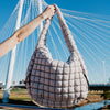 Sand Oversized Quilted Hobo Tote Bag