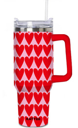 Girly Red Hearts Pattern Drink Tumbler