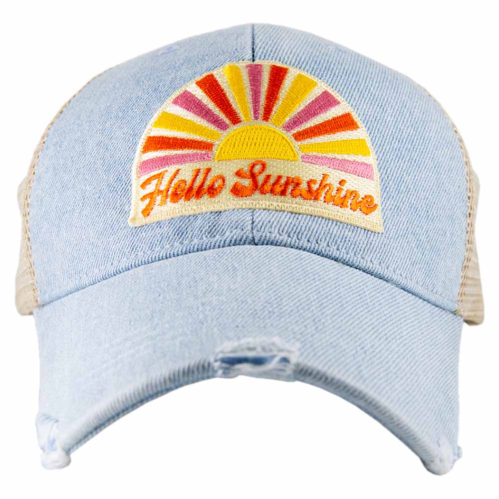 Hello Sunshine Patch Denim Trucker Hat