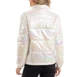 White Iridescent Women's Puffer Jacket