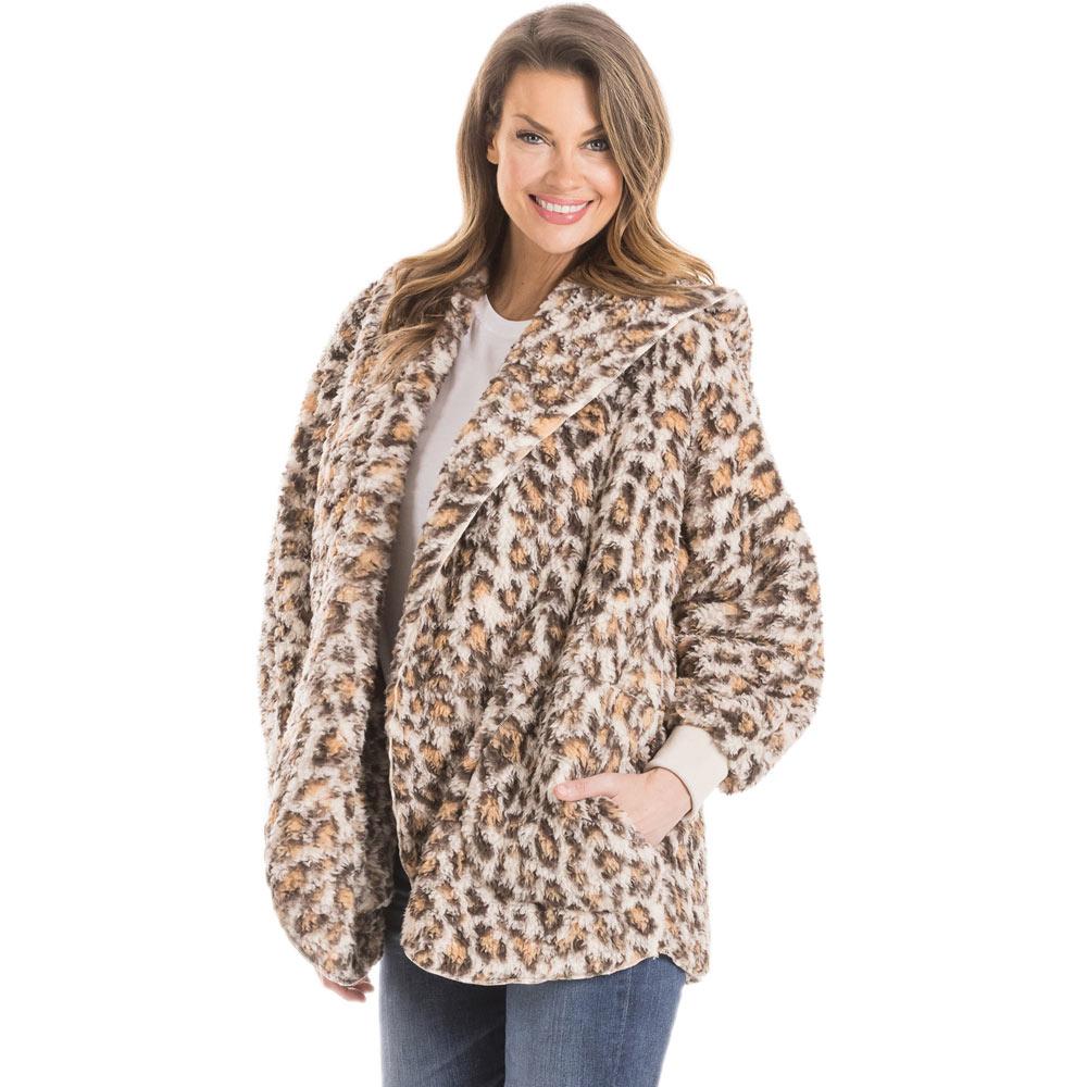 Tan Leopard Lightweight BODY WRAP with Hoodie and Pockets