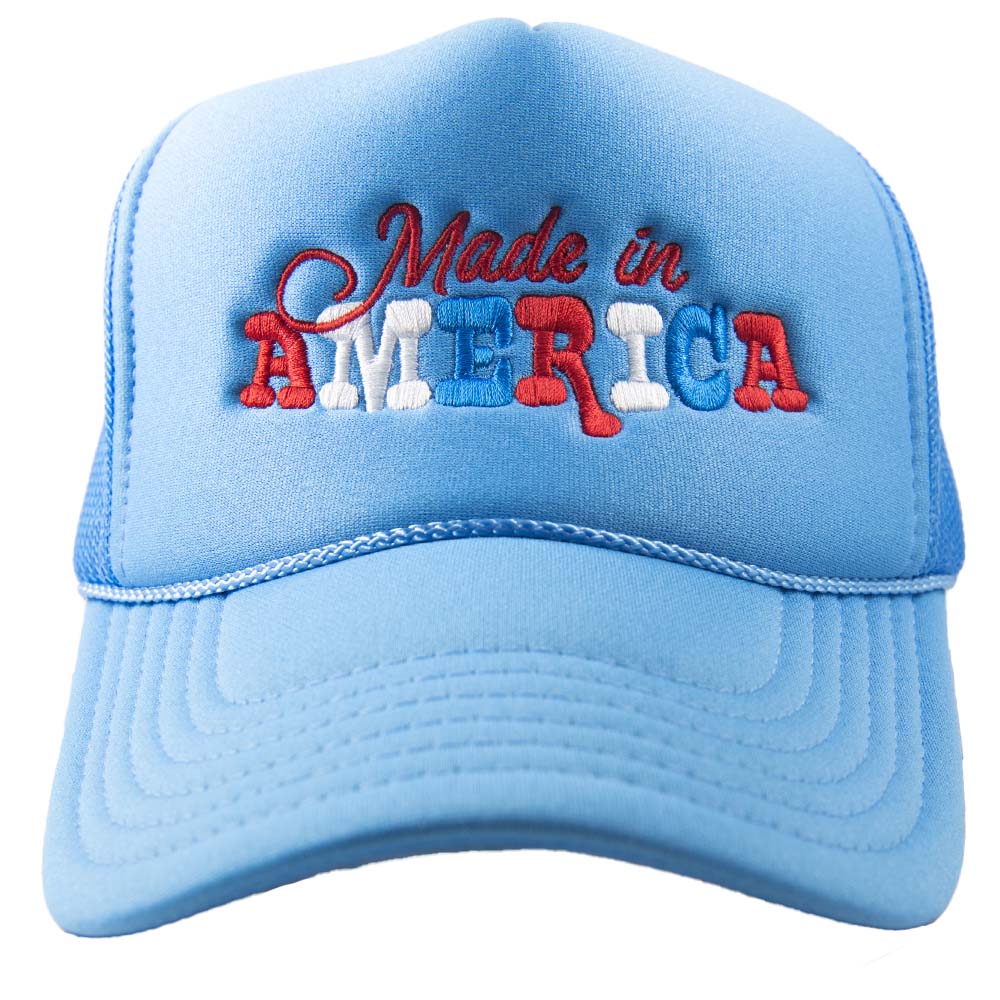 Made in America Foam Embroidered Trucker Hat Colbalt Blue