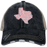 Texas Shape PINK Leopard Trucker Hats