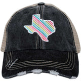 Texas Shape Rainbow Striped Trucker Hats