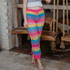 Neon Rainbow Stripes Crochet Pants for Beach