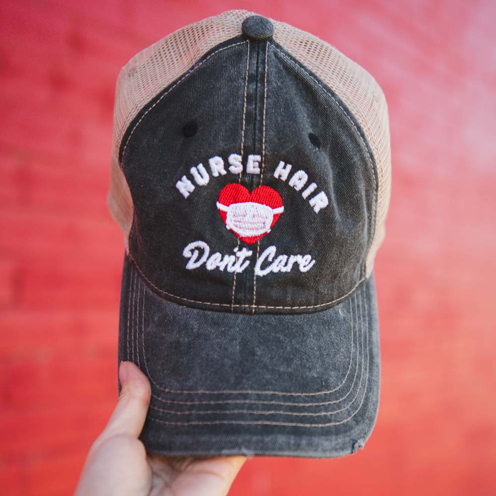 CAN-AM Hair Don't Care Embroidered Mesh Back Distressed 