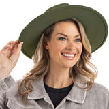 Olive Green Wide Brim Felt Hat for Women