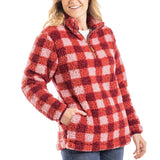 Pink and Wine Plaid Sherpa Pullover