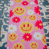 Red Flower Happy Face Quick Dry Beach Towels