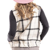 White and Black Plaid Fleece Lined Vest for Women