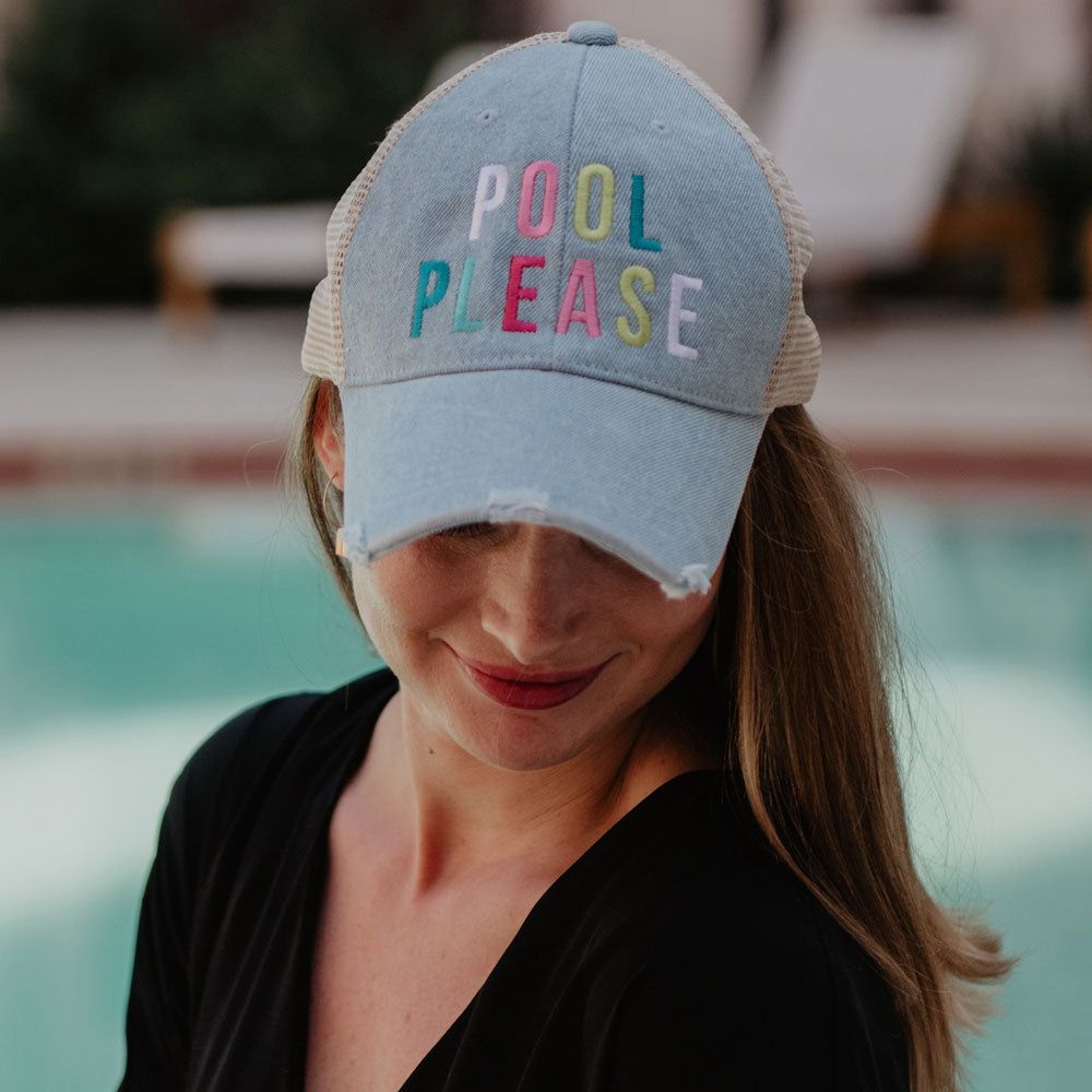 Pool Please Women's Denim Trucker Hats