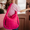 Hot Pink Quilted Puffer Tote
