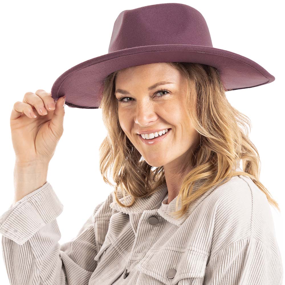 Purple Wide Brim Felt Hat for Women