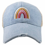 Rainbow Denim Trucker Hat for Women