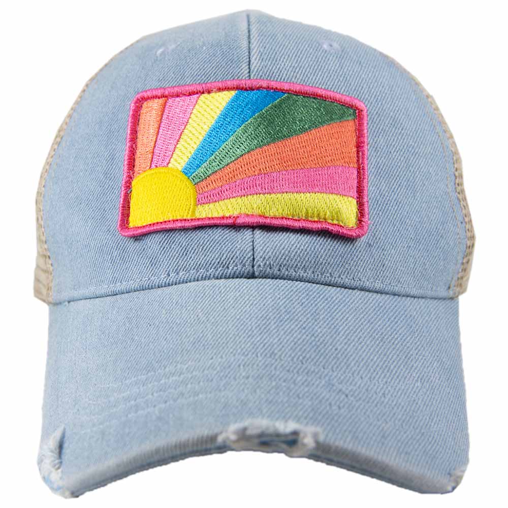 Bursting Sunshine Patch Denim Trucker Hat