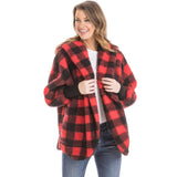 Red Plaid Lightweight BODY WRAP with Hoodie and Pockets