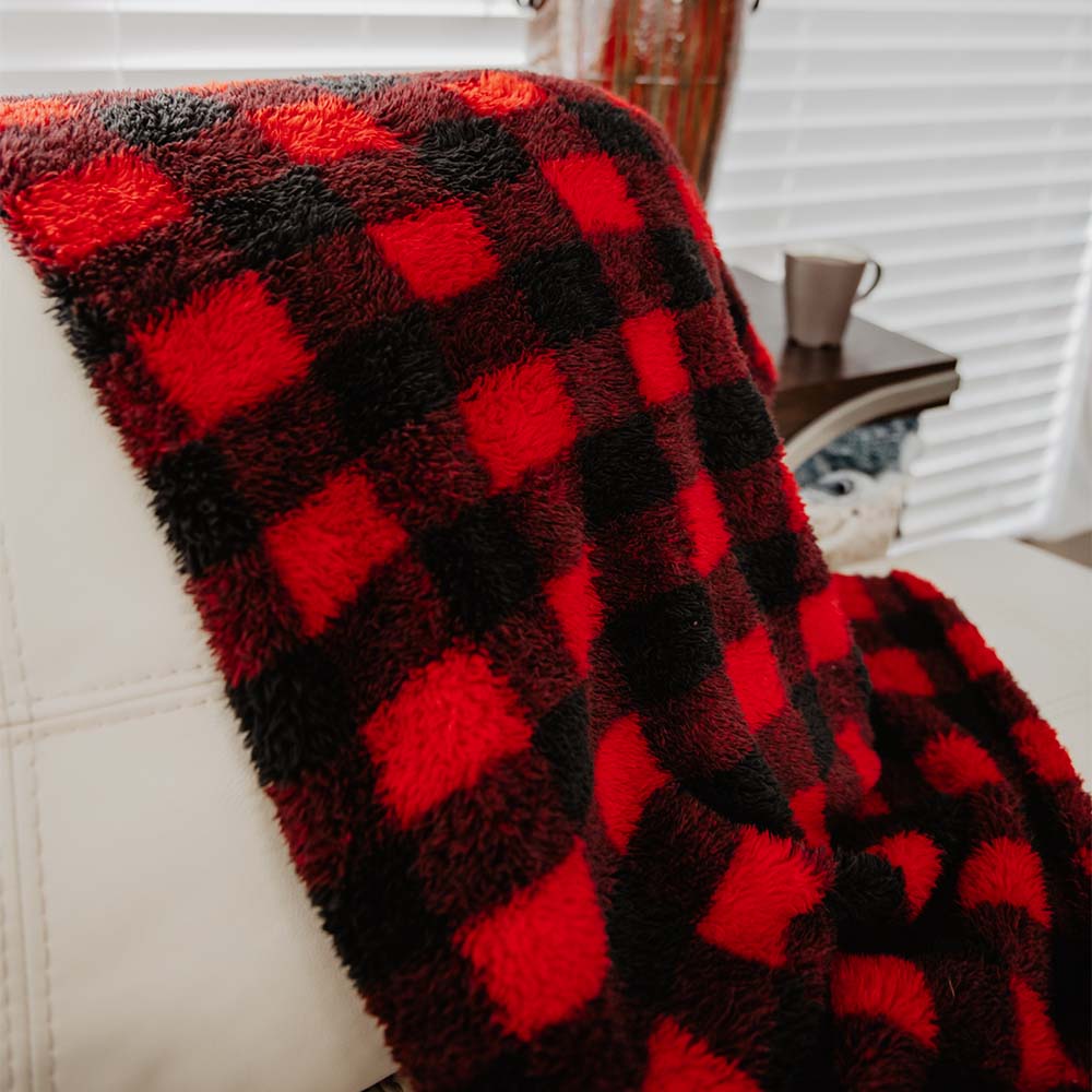 Red Plaid Sherpa Blanket