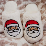 Santa Face Rabbit Fur Cozy Slippers